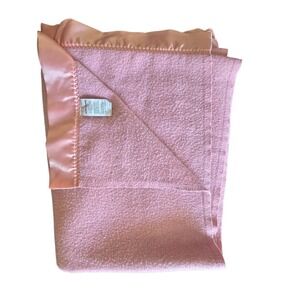 Vintage Pink Satin Trim Blanket Biederlack Warm Feelings Oversized Throw 86x64